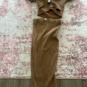 Brown Ribbed Two-Piece Set